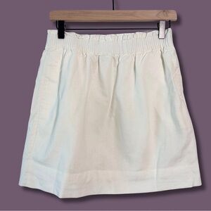J Crew (4) Cotton/Linen Blend Paper Bag Mini Skirt- Elastic Waist- Double Lined